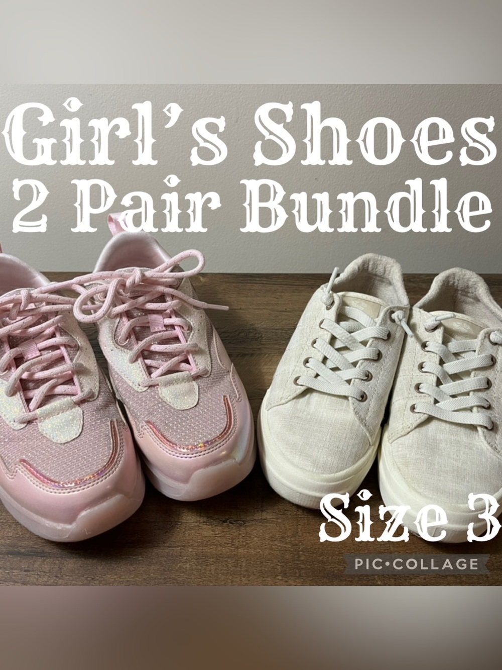 Girls Shoes Skechers Roxy Sneakers 2 Pair Bundle Size 3